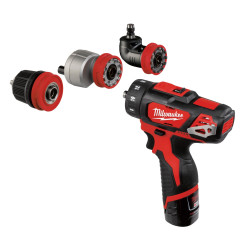Субкомпактный шуруповерт Milwaukee со сменными насадками M12 BDDXKIT-202C